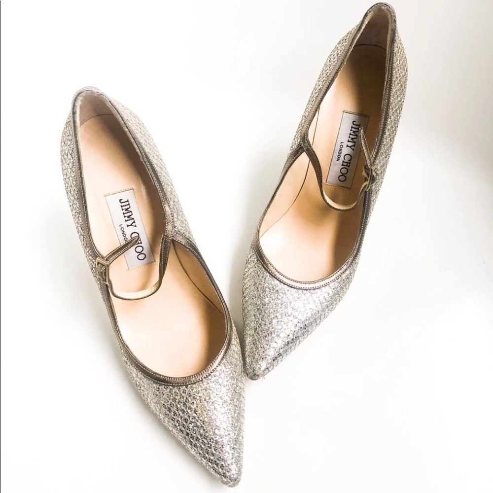 AUTHENTIC JIMMY CHOO PUMPS -SILVER 37.5